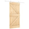 Posuvné dveře s kováním 90 x 210 cm masivní borové dřevo 3203160