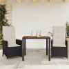 3dílný bistro set s poduškami černý polyratan 3276831
