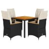 5dílný zahradní jídelní set s poduškami černý polyratan 3276833