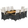 9dílný zahradní jídelní set s poduškami černý polyratan 3276841