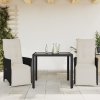 3dílný bistro set s poduškami černý polyratan 3276863