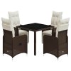 5dílný zahradní bistro set s poduškami hnědý polyratan 3277188