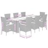 9dílný zahradní jídelní set s poduškami šedý polyratan 3277555