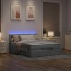 Osmanská postel s matrací & LED světle šedá 140x190 cm látka 3312305