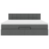 Osmanská postel s matrací & LED tmavě šedá 180x200cm látka 3312327