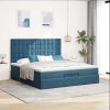 Osmanský rám postele s matrací tmavě modrý 200x200cm samet 3313641