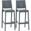 2er Set Barhocker Maya Kunststoff (Farbe dunkelgrau)