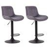 2er Set Barhocker Lentini Samt (Farbe dunkelgrau, Gestell Farbe schwarz)