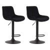 2er Set Barhocker Lentini Samt (Farbe dunkelgrau, Gestell Farbe schwarz)