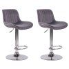 2er Set Barhocker Lentini Samt (Farbe dunkelgrau, Gestell Farbe schwarz)
