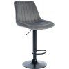 Barhocker Toni Samt (Farbe grau, Gestell Farbe schwarz)