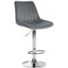 Barhocker Toni Samt (Farbe grau, Gestell Farbe schwarz)