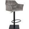Barhocker Damaso Samtbezug (Farbe grau, Gestell Farbe schwarz)