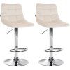 2er Set Barhocker Jerry Samt (Farbe beige, Gestell Farbe chrom)