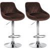 2er Set Barhocker Lazio Samt (Farbe blau, Gestell Farbe chrom)