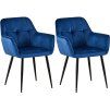 2er Set Esszimmerstuhl Emia Samt (Farbe blau)