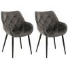 2er Set Stuhl Tanna Samt (Farbe dunkelgrau)