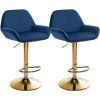 2er Set Barhocker Braga Gold Samt (Farbe dunkelgrau)
