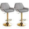 2er Set Barhocker Braga Gold Samt (Farbe dunkelgrau)
