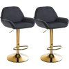 2er Set Barhocker Braga Gold Samt (Farbe dunkelgrau)