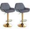 2er Set Barhocker Braga Gold Samt (Farbe dunkelgrau)