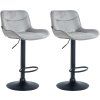 2er Set Barhocker Vonore Samt (Farbe creme, Gestell Farbe chrom)