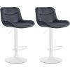 2er Set Barhocker Vonore Samt (Farbe creme, Gestell Farbe chrom)