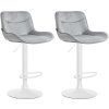 2er Set Barhocker Vonore Samt (Farbe creme, Gestell Farbe chrom)