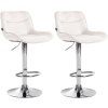 2er Set Barhocker Vonore Samt (Farbe creme, Gestell Farbe chrom)