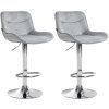 2er Set Barhocker Vonore Samt (Farbe creme, Gestell Farbe chrom)