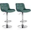2er Set Barhocker Vonore Samt (Farbe creme, Gestell Farbe chrom)