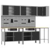 Sada pracovní skříně se zásuvkou s policí 10 pcs Černá a šedá 3321520