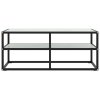 TV stolek černý s bílým mramorovým sklem 100 x 40 x 40 cm 322857