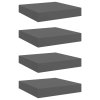 Plovoucí nástěnné police 4 ks lesklé šedé 23x23,5x3,8 cm MDF 323783