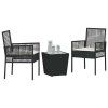 Zahradní bistro set 3 pcs Černá polyratan 3334955
