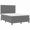 Postel s boxspringem s čelo Světle šedá a bílá 140 x 190 cm 3337555