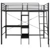 Rám poschoďové postele se stolem černý kov 90 x 200 cm 287907