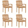 Stohovací zahradní židle s poduškami 4 ks masivní teak 3073258