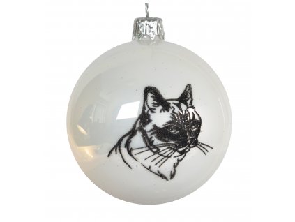 Skleněná vánoční ozdoba s textem na přání, de: kočka, domácí mazlíčci