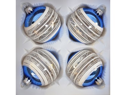 IRISA Vánoční ozdoby koule Softness silk, sada 4 ks, 7 cm modrá A