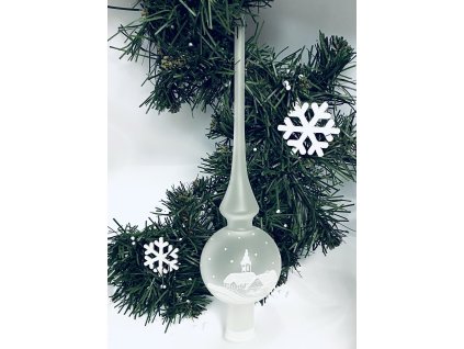 Skleněná ozdoba Špice kostelík bílá (Balení 1ks, Barva bílá, Velikost 7 cm)