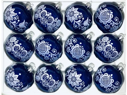 Irisa Vánoční ozdoby DAGMAR modré koule s dekorem modrotisk 3881