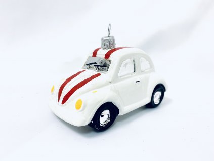 Irisa Skleněná vánoční ozdoba AUTO bílé velikost 9 cm
