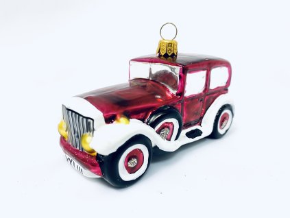Irisa Skleněná vánoční ozdoba RETRO AUTO červené velikost 10 cm