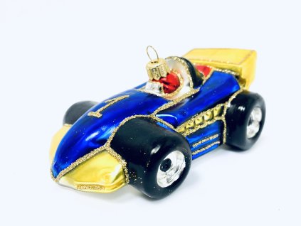 Irisa Skleněná vánoční ozdoba FORMULE AUTO č.1 modré velikost 13 cm