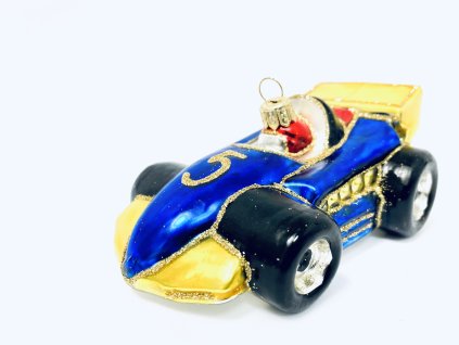 Irisa Skleněná vánoční ozdoba FORMULE AUTO č.5 modré velikost 13 cm