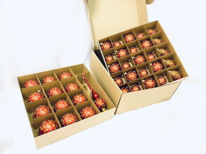 Irisa LUXUSNÍ SET Vánoční ozdoby ANITA - červené dekor větvičky  , BOX 39 ks a