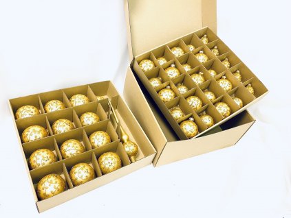 Irisa LUXUSNÍ SET Vánoční ozdoby ANITA - zlaté dekor větvičky  , BOX 39 ks a