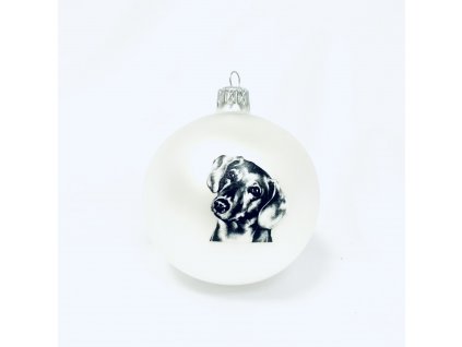 Skleněná vánoční ozdoba bílá s textem na přání, COOPER , de:  , domácí mazlíčci, 1 ks