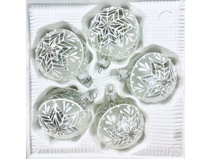 Exkluzivní skleněná vánoční ozdoba s dekorem pavučiny (sada 5 ks, Velikost 6 cm) IRISA"